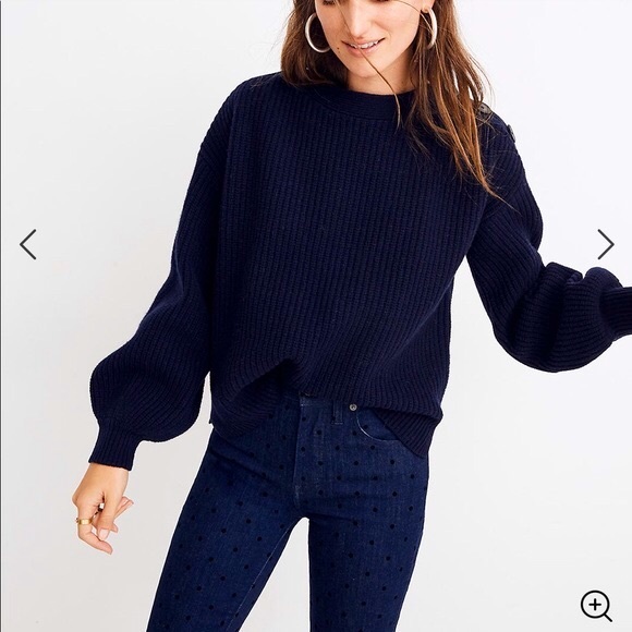 MADEWELL Boat Neck Button Shoulder Sweater, Medium